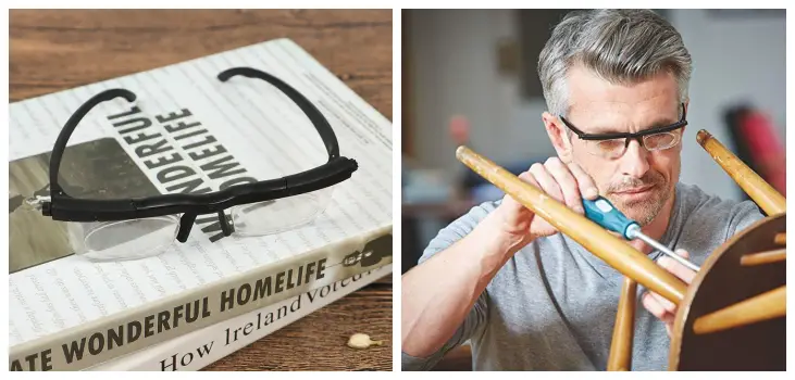 A man doing some work while wearting Flex Vision glasses