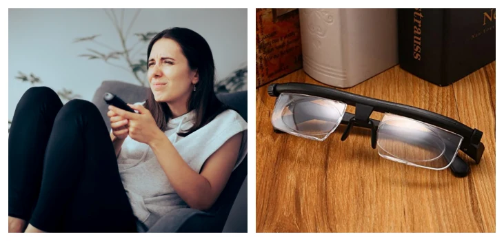 A woman can't see her TV and thinks of getting Flex Vision glasses